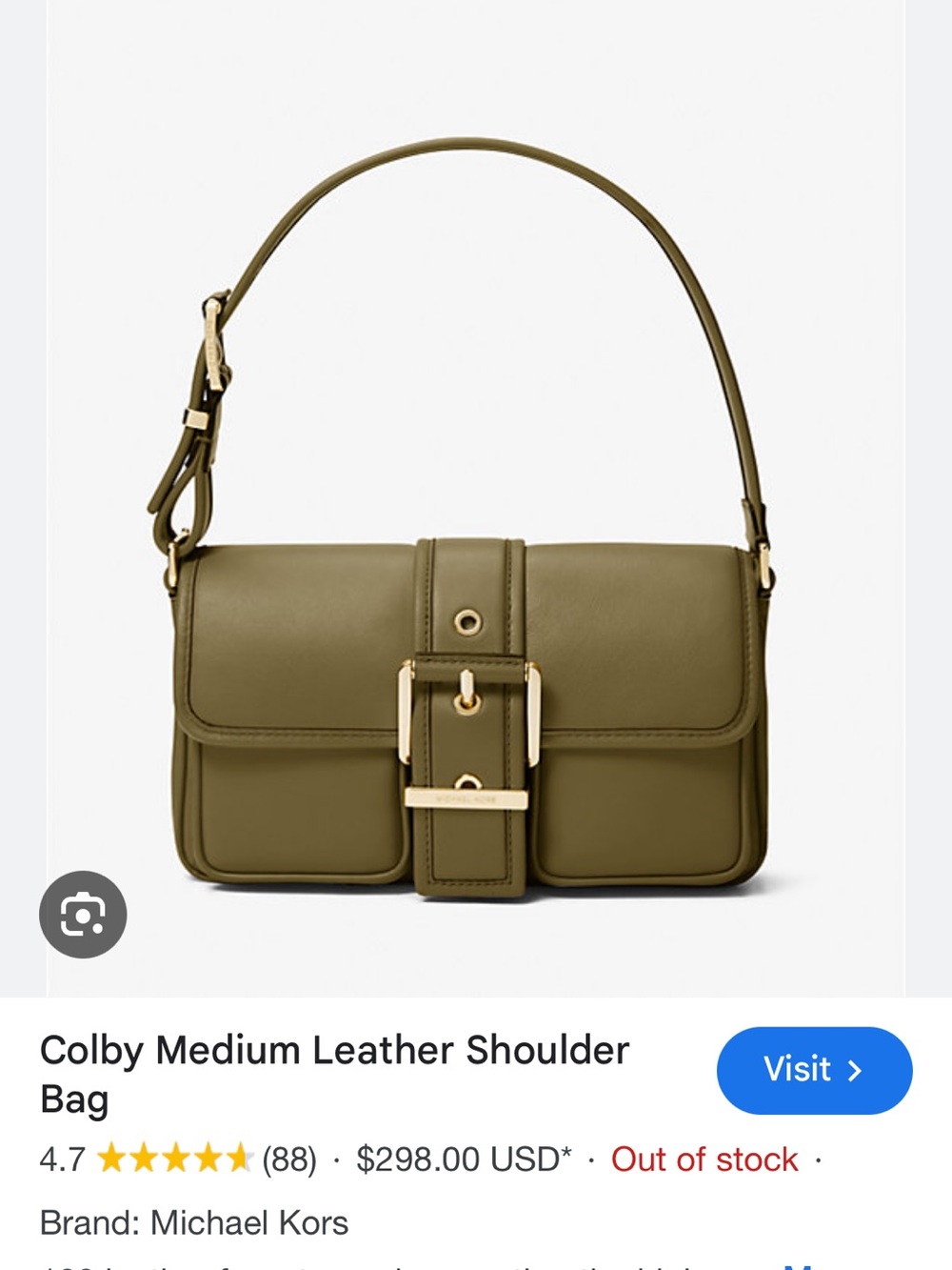 NWT Michael by Michael Kors Medium Colby Shldr leather in green safari